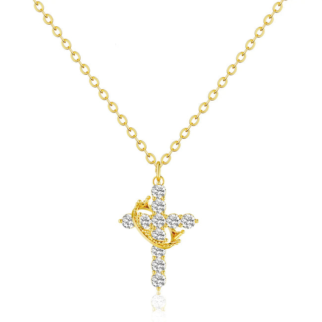 Crown Cross Necklace Hover Image