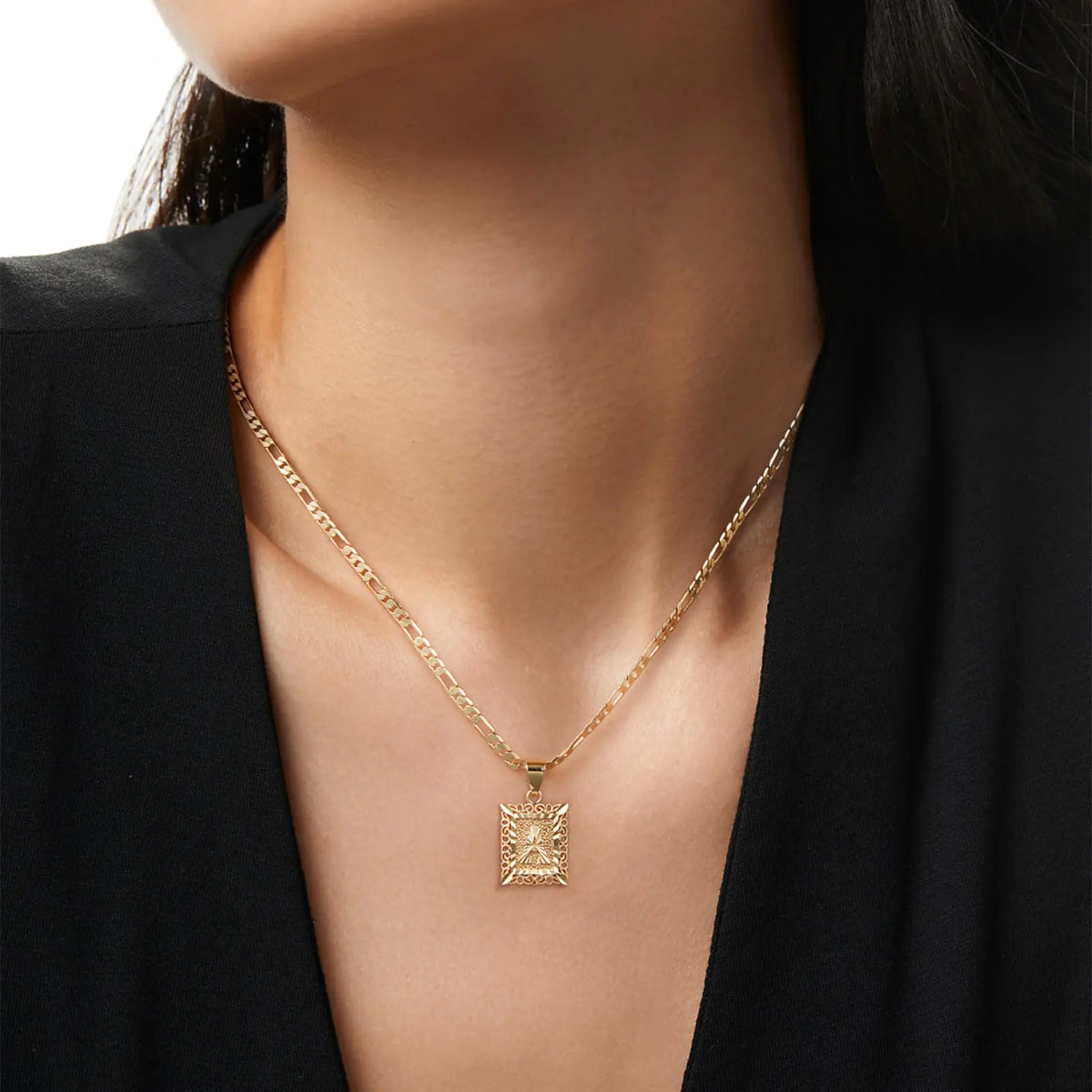 14K Gold Plated Square Letter Capital Necklace