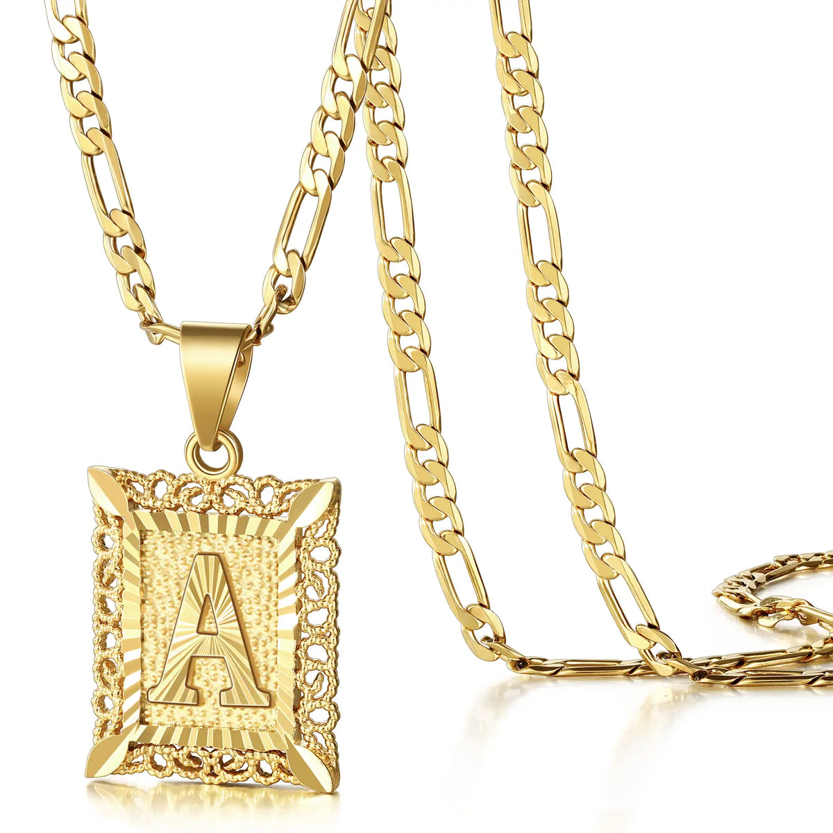 14K Gold Plated Square Letter Capital Necklace