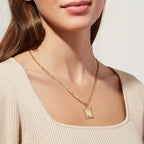 14K Gold Plated Square Letter Capital Necklace