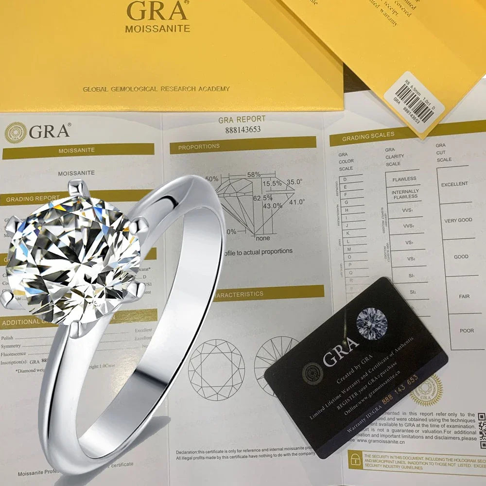 Luxury Moissanite Diamond Ring – Sterling Silver