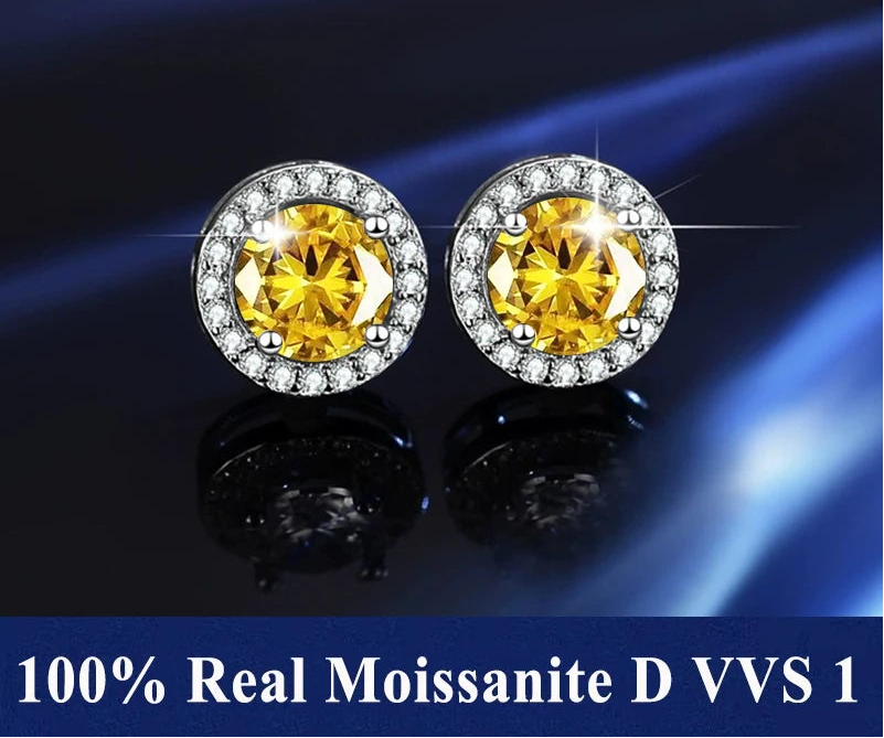S925 Sterling Silver Moissanite Stud Earrings – Unisex Fine Jewelry