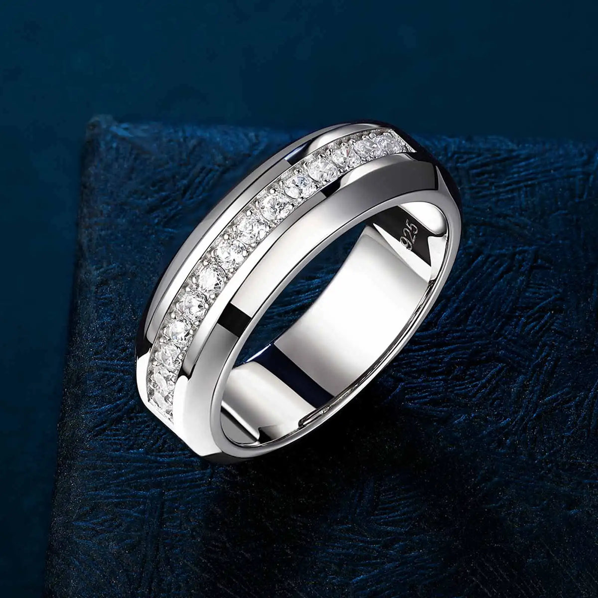 Men's 925 Sterling Silver Wedding Ring – AAAAA CZ Band