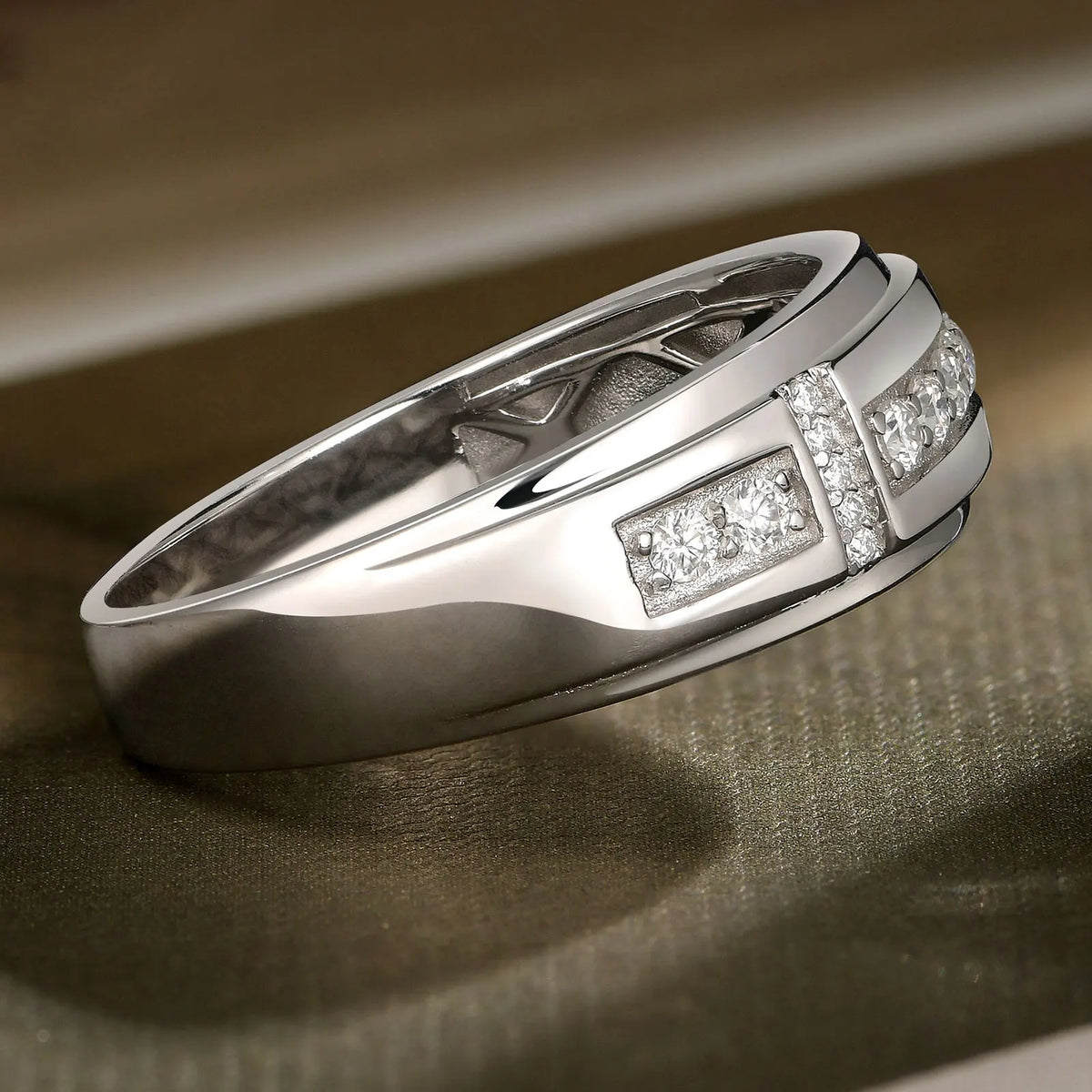 Men's Moissanite Wedding Band – 925 Sterling Silver, GRA Certified
