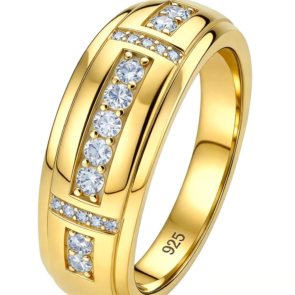 Men's Moissanite Wedding Band – 925 Sterling Silver, GRA Certified