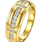Men's Moissanite Wedding Band – 925 Sterling Silver, GRA Certified