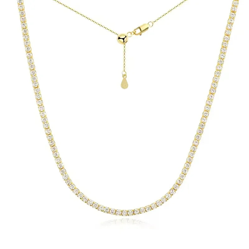 Heart Moissanite Tennis Necklace – 925 Sterling Silver
