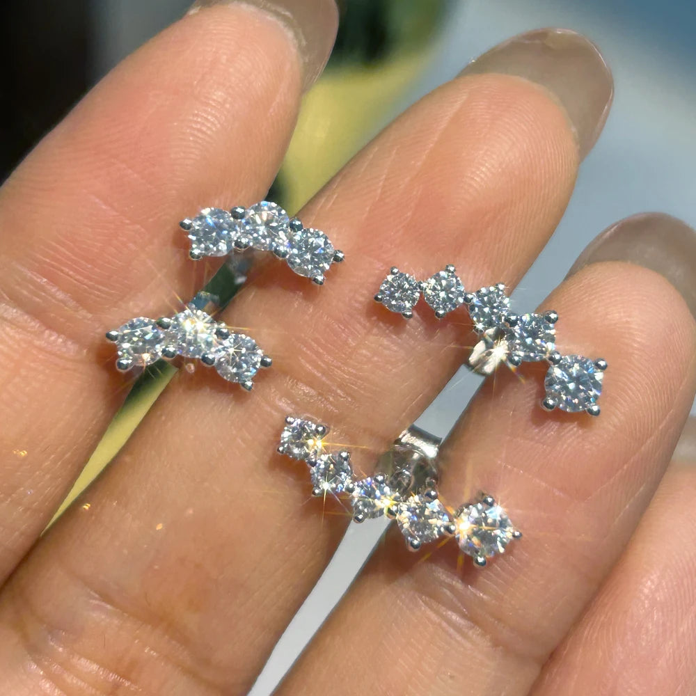 D Color Moissanite Stud Earrings – 925 Sterling Silver, GRA Certified