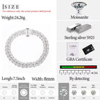 TUHE 8MM Cuban Link Bracelet – 925 Sterling Silver Moissanite