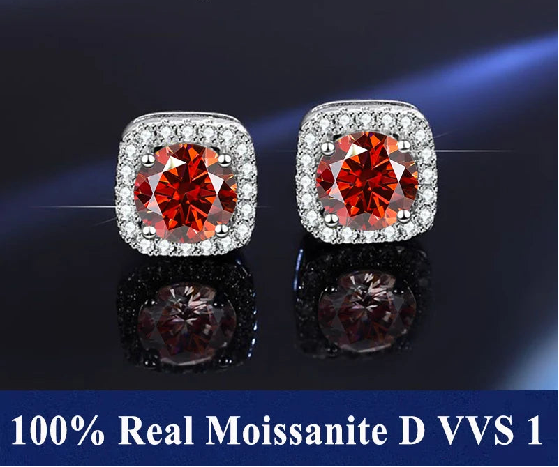 S925 Sterling Silver Moissanite Stud Earrings – Unisex Fine Jewelry