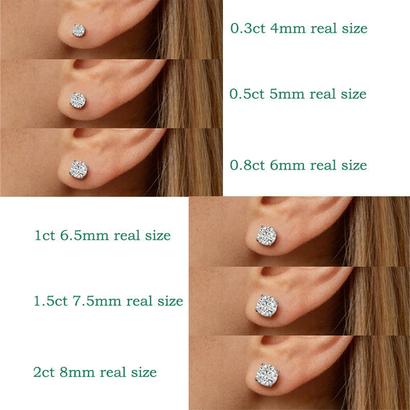 1.0CT Moissanite Stud Earrings – 925 Sterling Silver, D Color