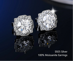 S925 Sterling Silver Moissanite Stud Earrings – Unisex Fine Jewelry