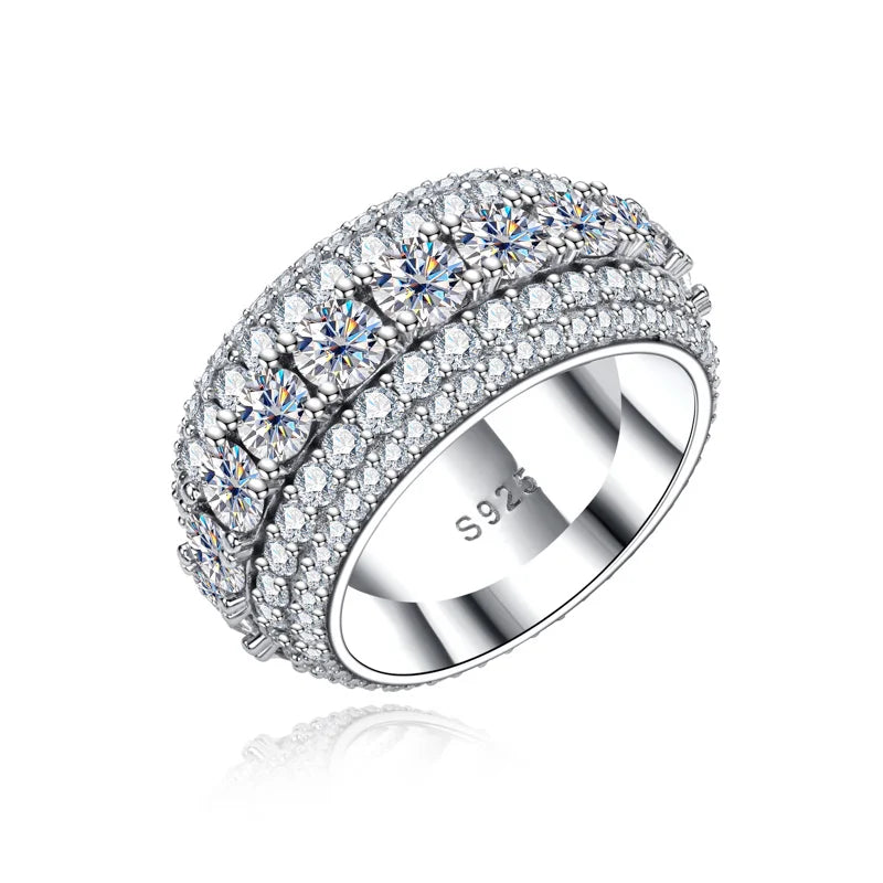 8.46CTTW Moissanite Iced-Out Ring – 925 Sterling Silver