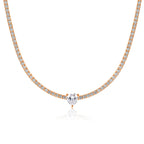 Heart Moissanite Tennis Necklace – 925 Sterling Silver