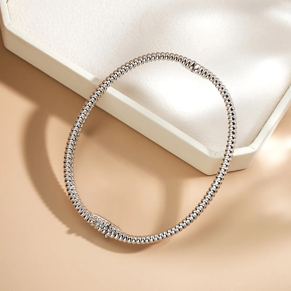 2MM D Moissanite Hoop Bangle – S925 Sterling Silver