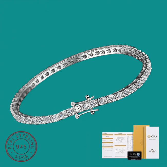 Moissanite Tennis Bracelet – 925 Sterling Silver, GRA Certified Hover Image