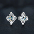 1CT D-Color Moissanite Clover Earrings – S925 Sterling Silver