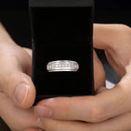 Men's Moissanite Wedding Band – 925 Sterling Silver, GRA Certified