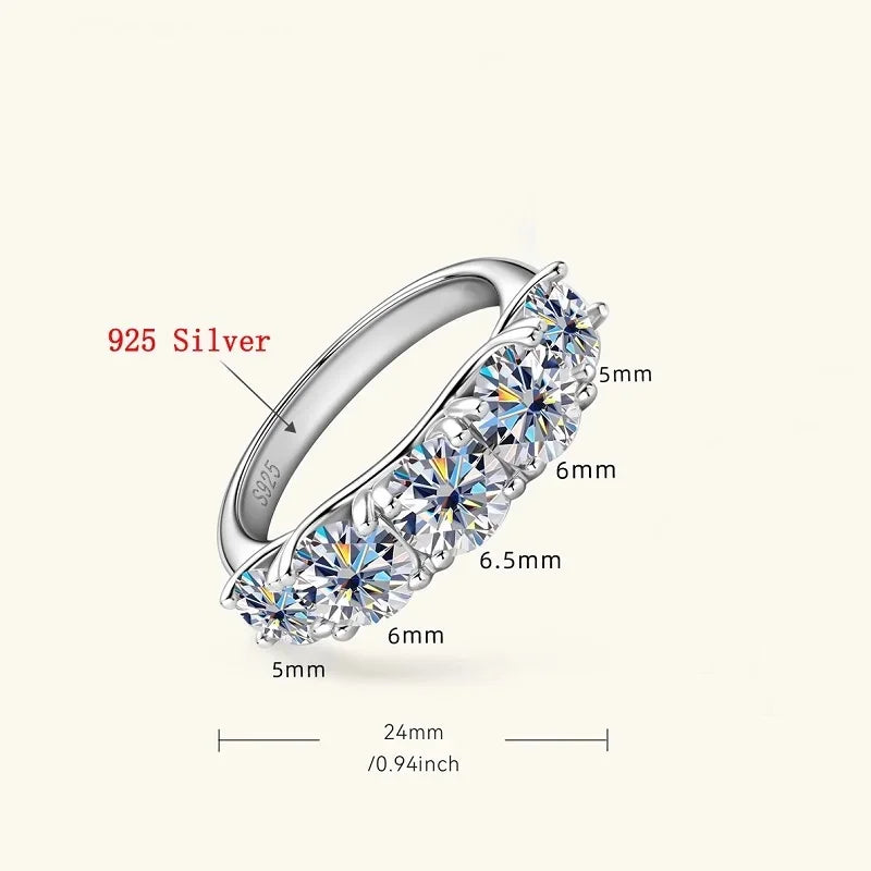 3.6CT Moissanite 3-Stone Ring – 925 Sterling Silver Bridal Jewelry