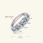 3.6CT Moissanite 3-Stone Ring – 925 Sterling Silver Bridal Jewelry
