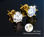 S925 Sterling Silver Moissanite Stud Earrings – Unisex Fine Jewelry