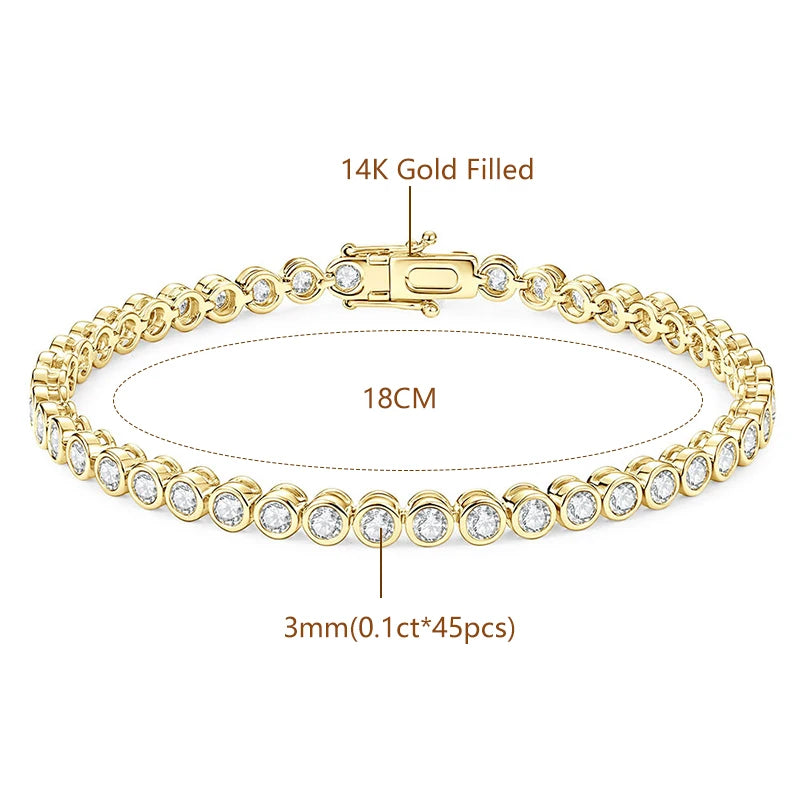 D VVS1 Moissanite Tennis Bracelet – 14K Gold Filled