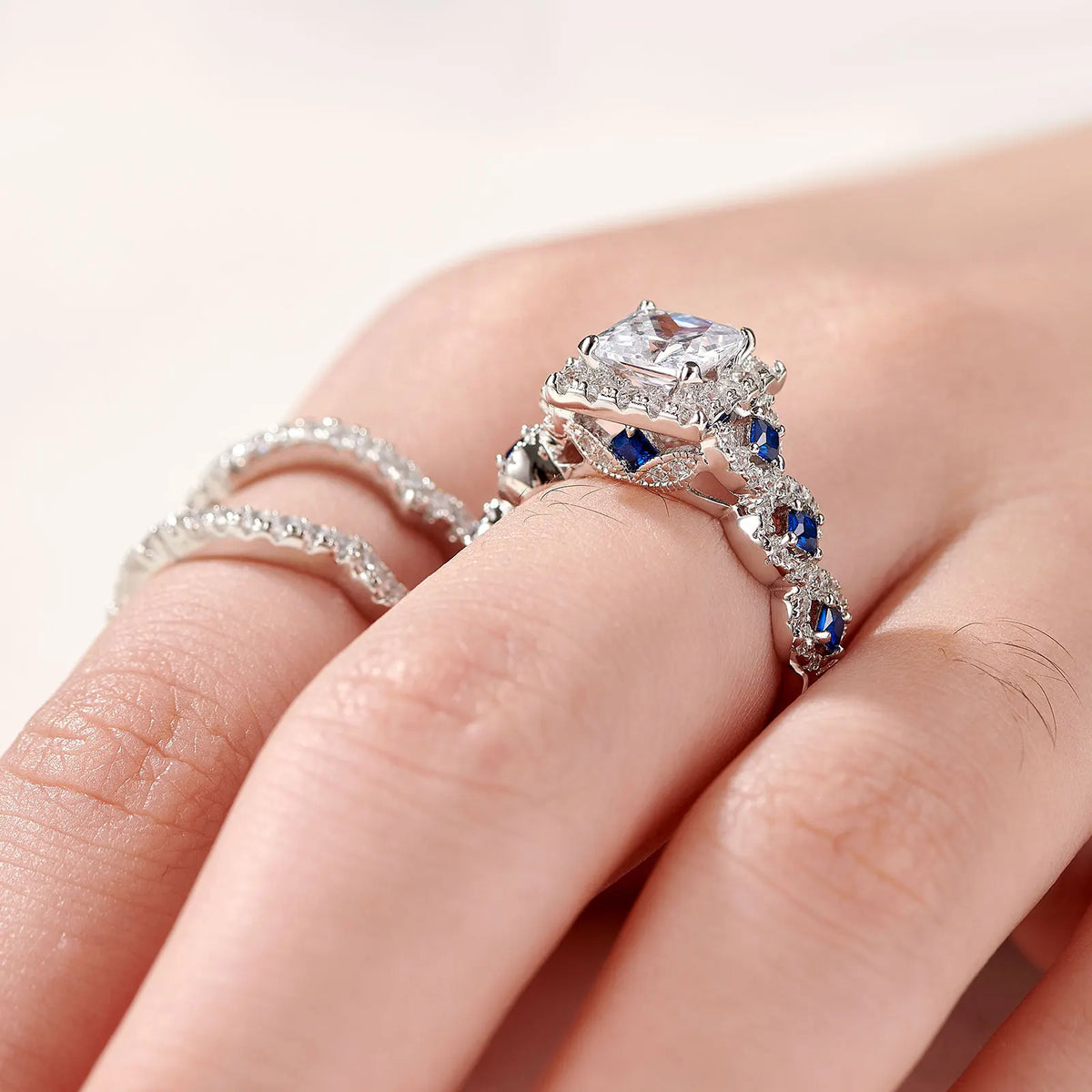 3-Piece Moissanite Bridal Ring Set – 925 Sterling Silver