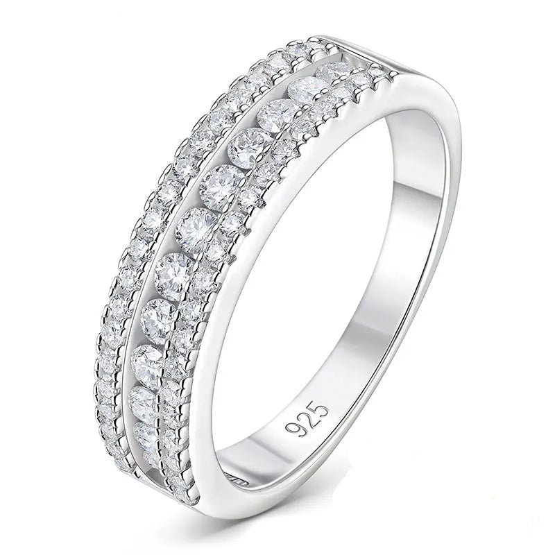 Moissanite Wedding Band – 925 Sterling Silver Elegant Ring