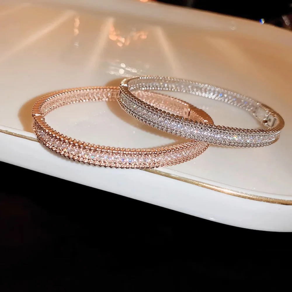 Moissanite Bangle Bracelet – S925 Silver, 18K Gold Plated