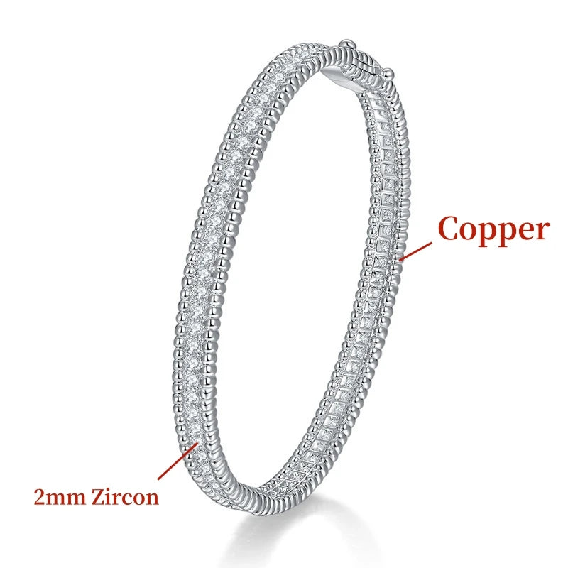 Moissanite Bangle Bracelet – S925 Silver, 18K Gold Plated