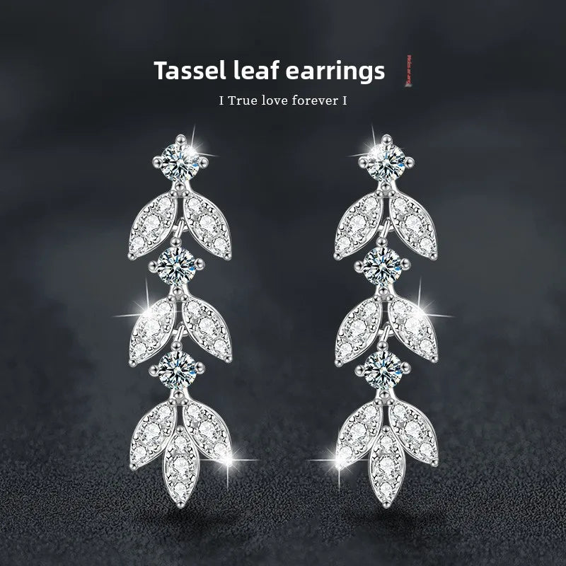 S925 D-Color Moissanite Dangle Earrings – Elegant Fringe Design