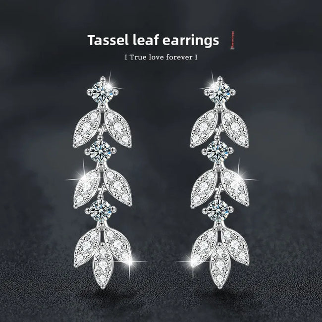S925 D-Color Moissanite Dangle Earrings – Elegant Fringe Design Hover Image