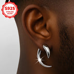 925 Sterling Silver Crescent Horn Earrings – Men's Hip-Hop Punk Style