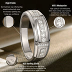Men's Moissanite Wedding Band – 925 Sterling Silver, GRA Certified