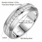 Men's 925 Sterling Silver Wedding Ring – AAAAA CZ Band