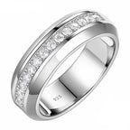 Men's 925 Sterling Silver Wedding Ring – AAAAA CZ Band