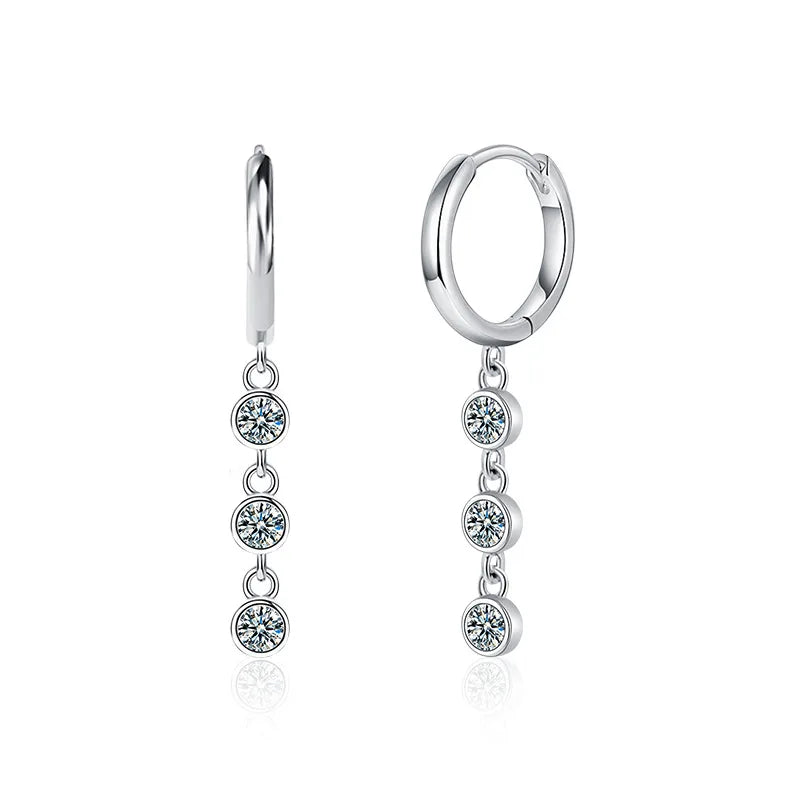 S925 D-Color Moissanite Dangle Earrings – Elegant Fringe Design