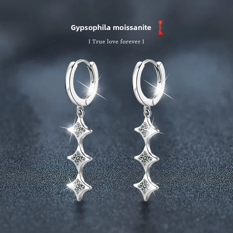 S925 D-Color Moissanite Dangle Earrings – Elegant Fringe Design
