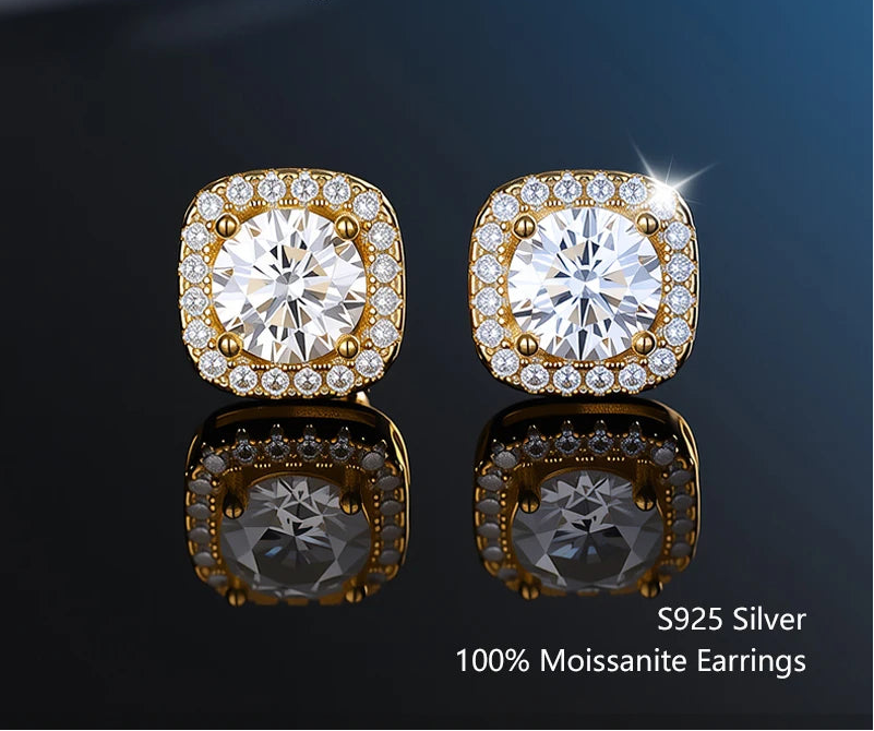 S925 Sterling Silver Moissanite Stud Earrings – Unisex Fine Jewelry