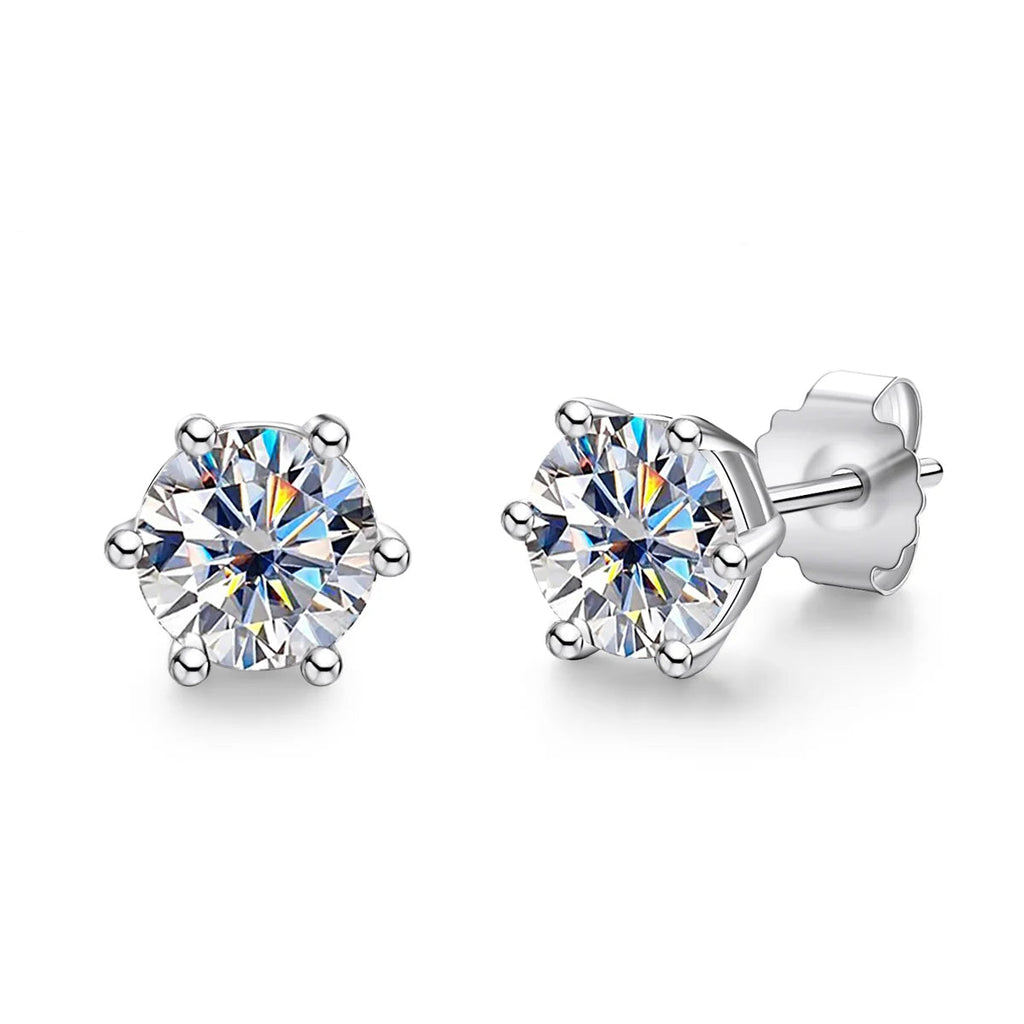 2CT D VVS1 Moissanite Stud Earrings – 925 Sterling Silver