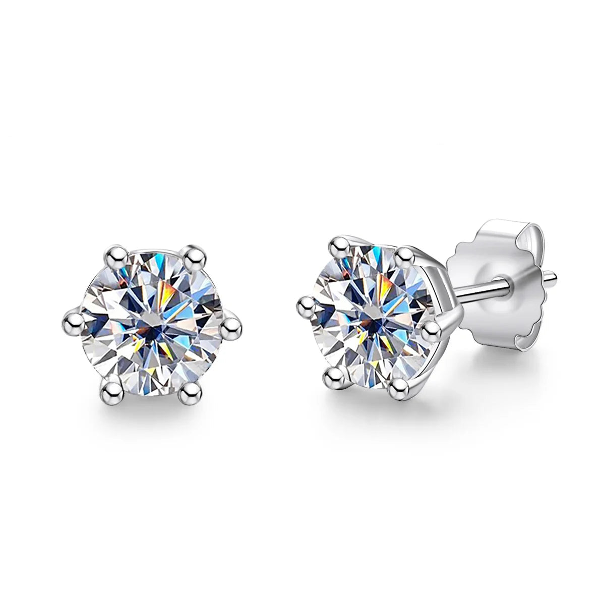 2CT D VVS1 Moissanite Stud Earrings – 925 Sterling Silver