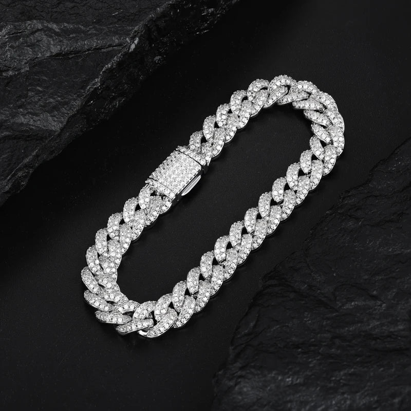 TUHE 8MM Cuban Link Bracelet – 925 Sterling Silver Moissanite