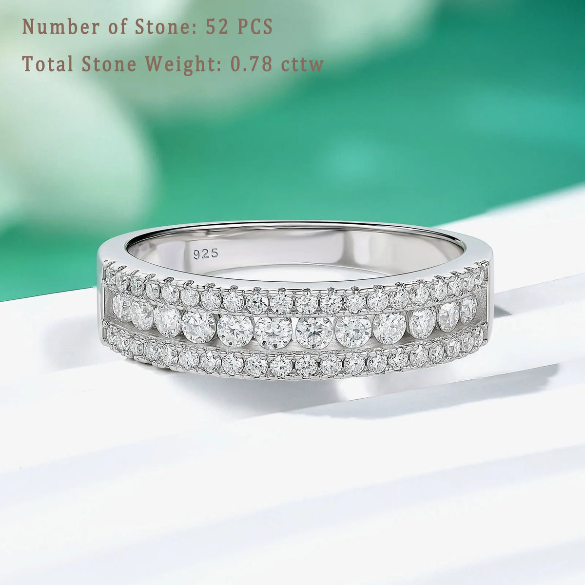 Moissanite Wedding Band – 925 Sterling Silver Elegant Ring