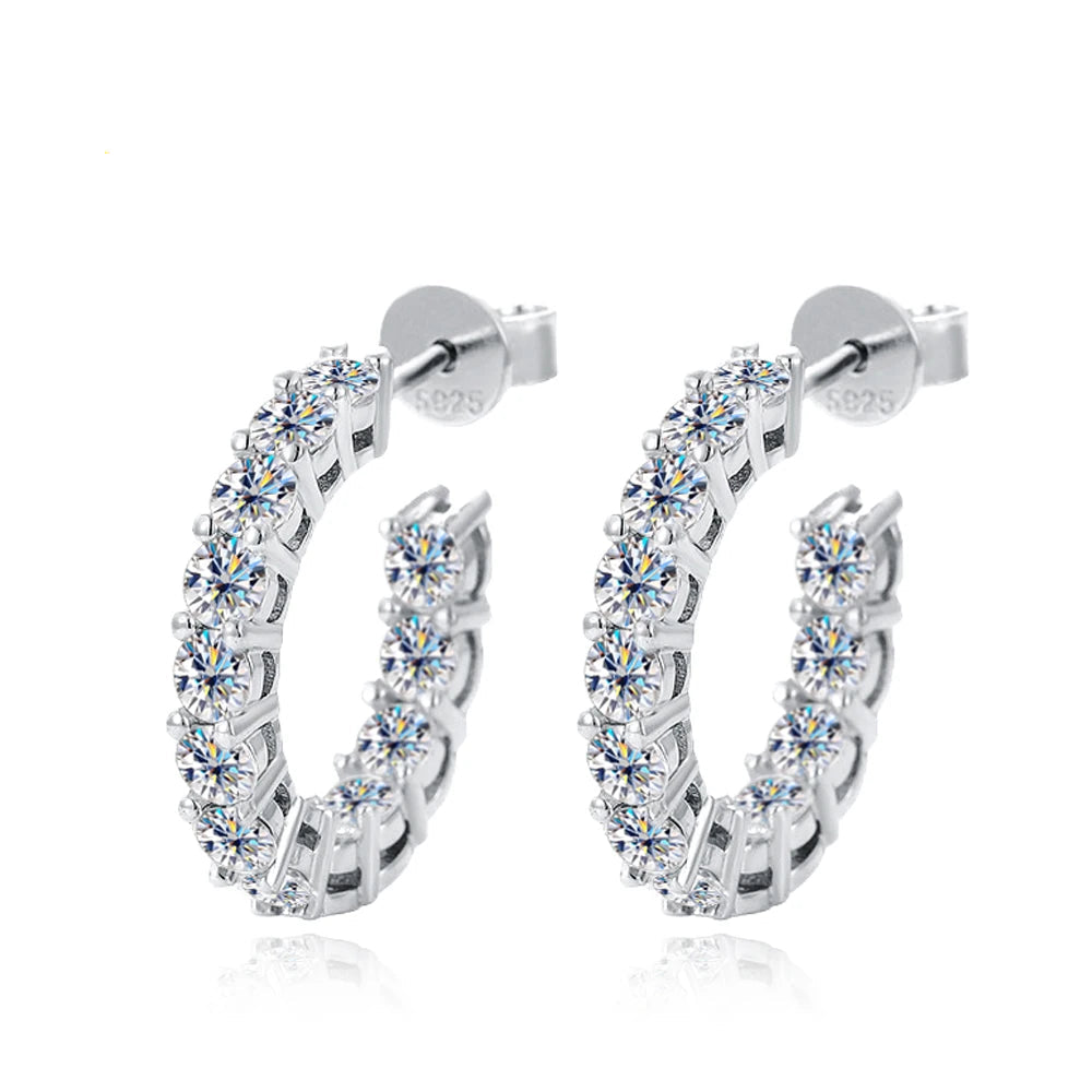 D VVS1 Moissanite Hoop Earrings – 925 Sterling Silver, GRA Certified