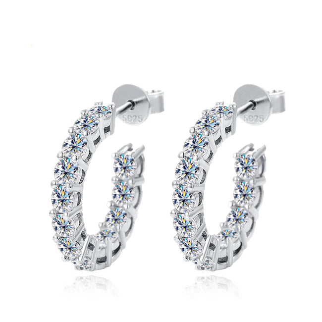 D VVS1 Moissanite Hoop Earrings – 925 Sterling Silver, GRA Certified Hover Image