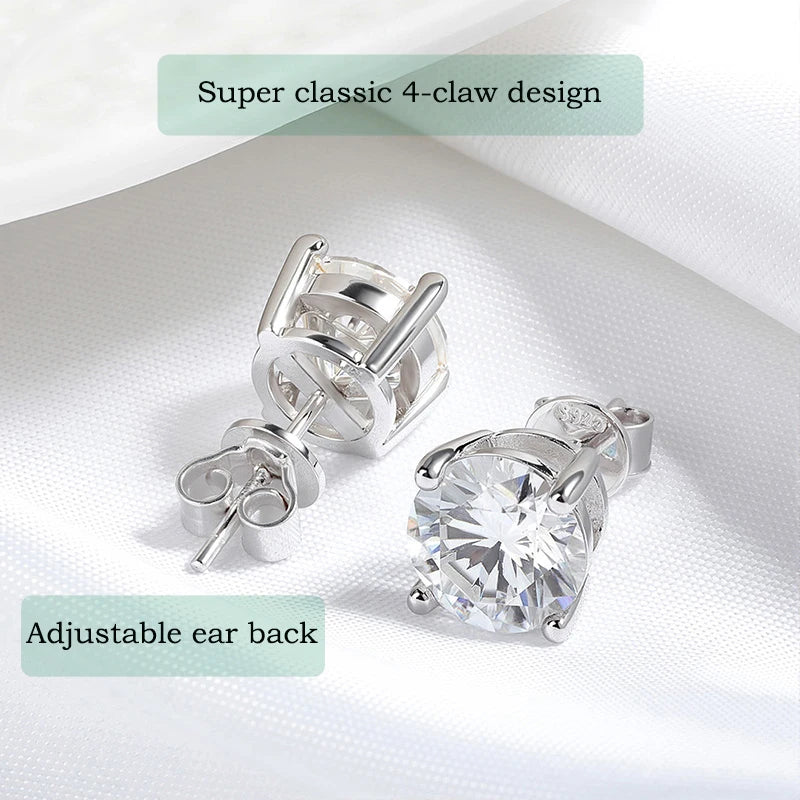 1.0CT Moissanite Stud Earrings – 925 Sterling Silver, D Color