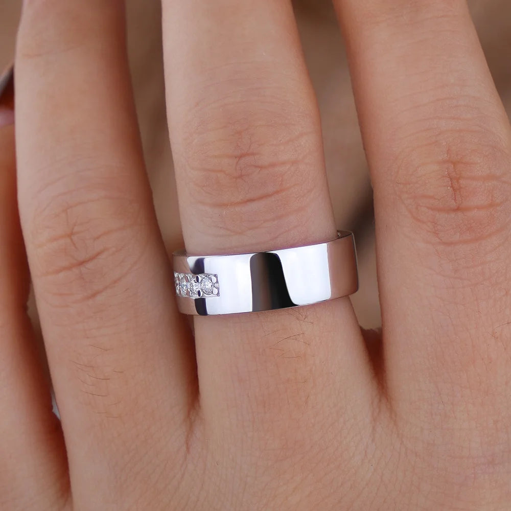 2MM Moissanite Band Ring – 925 Sterling Silver, 18K Plated