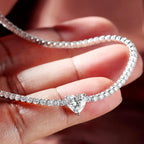 Heart Moissanite Tennis Necklace – 925 Sterling Silver
