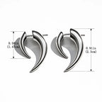 925 Sterling Silver Crescent Horn Earrings – Men's Hip-Hop Punk Style