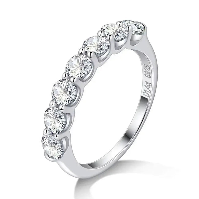 3.5MM D VVS1 Moissanite Ring – 925 Sterling Silver Eternity Band Hover Image